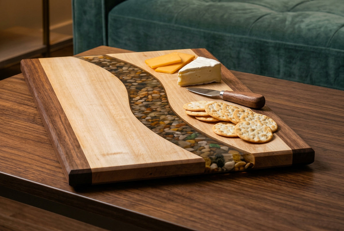ARTISAN COLLECTION: CB-213 (River Rock Epoxy Serving Board - Large)