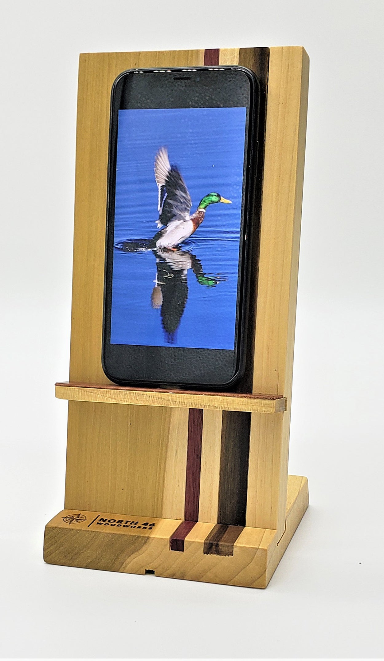 Poplar/Wood Inlay Phone Stand