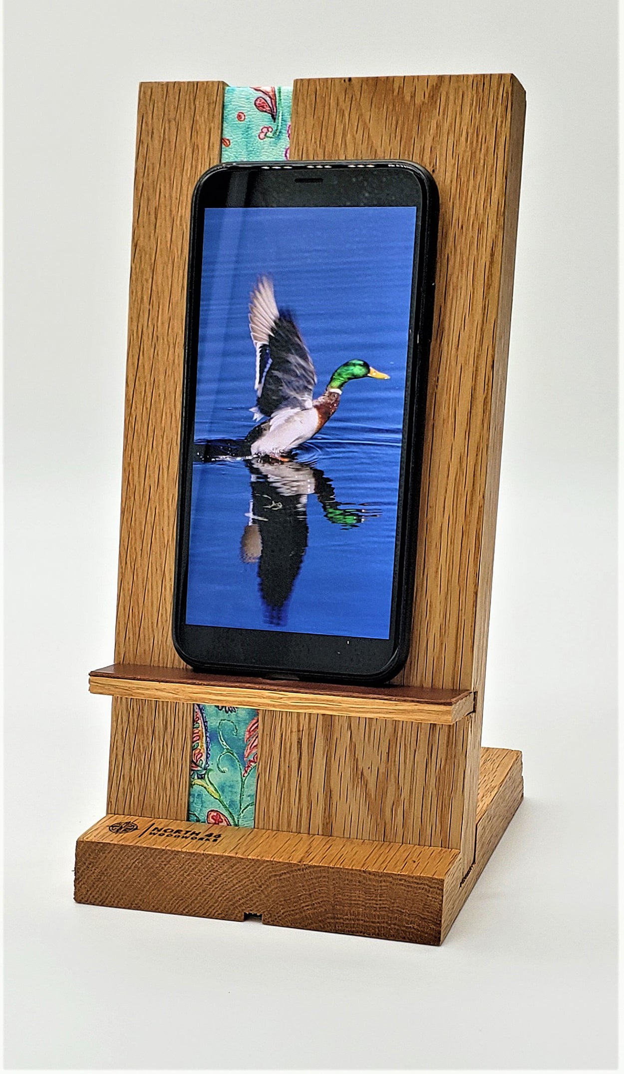 Aqua Floral Phone Stand